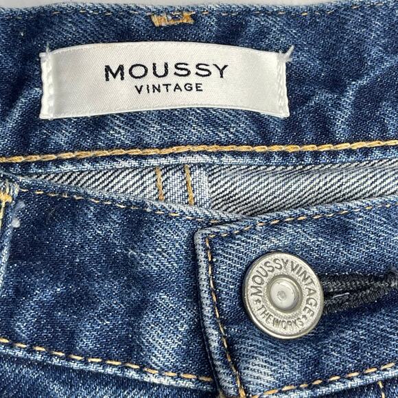 Moussy Vintage Womens Guilford Straight Leg Distressed Jeans size 28 Medium Blue - Picture 6 of 14